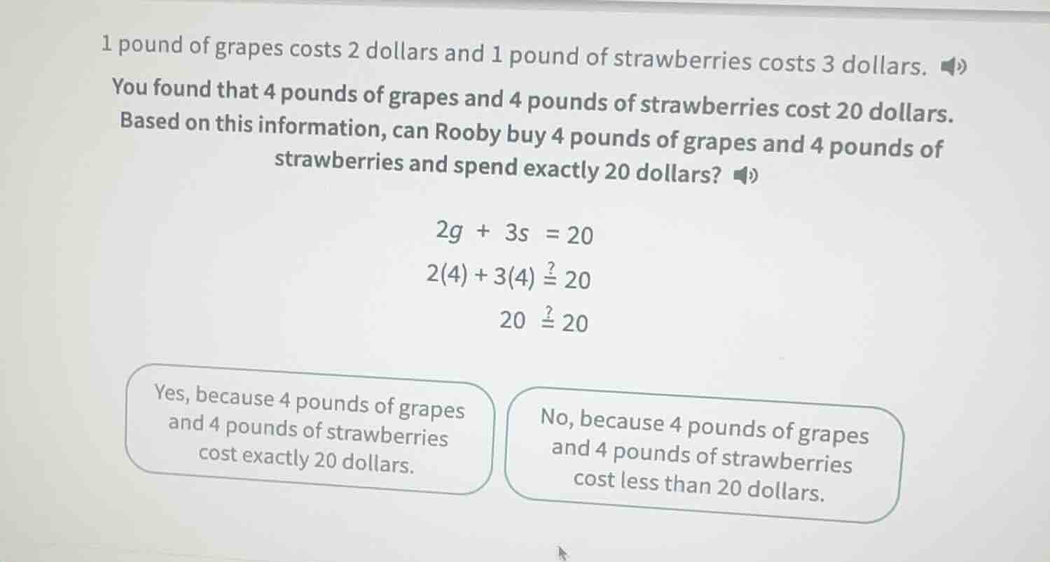 1 pound of grapes costs 2 dollars and 1 pound of strawberries costs 3 d…
