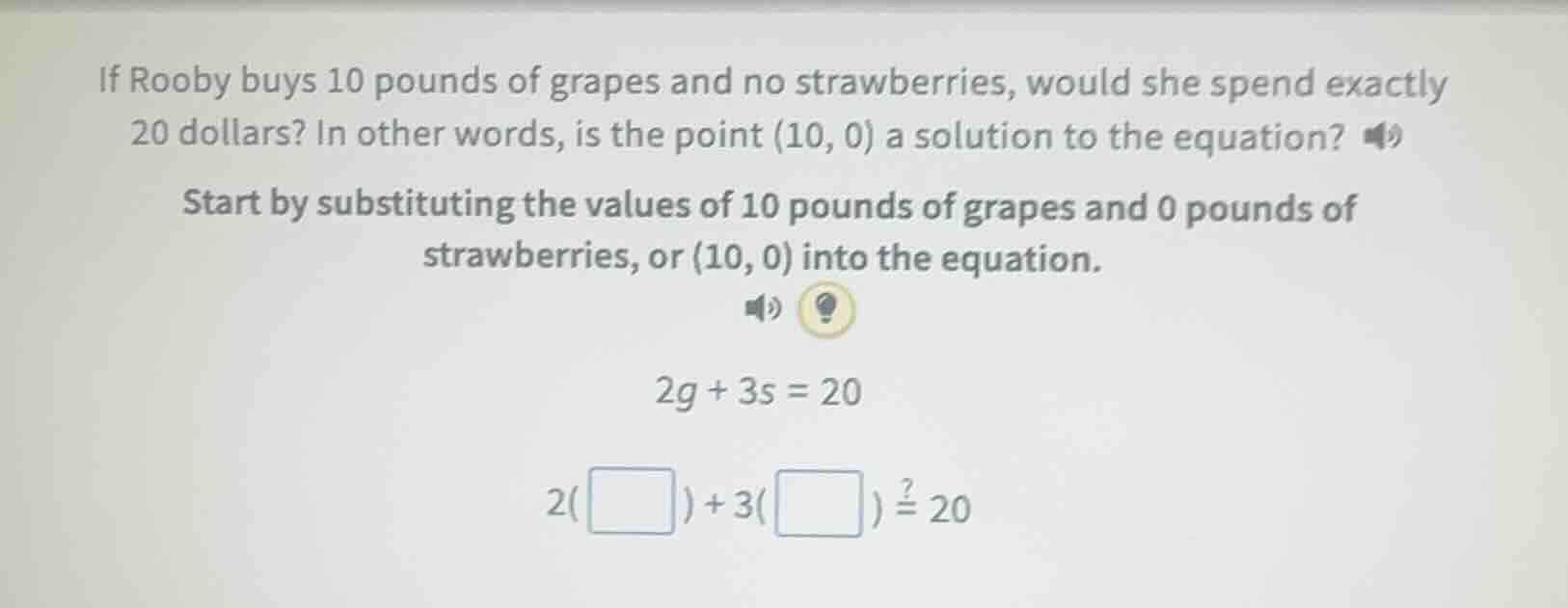 if rooby buys 10 pounds of grapes and no strawberries, would she spend …