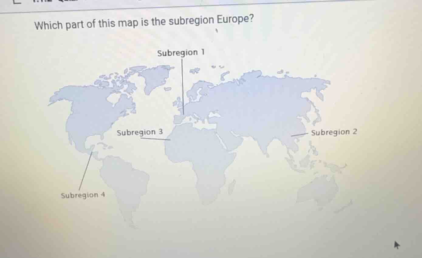 which part of this map is the subregion europe? subregion 1 subregion 3…