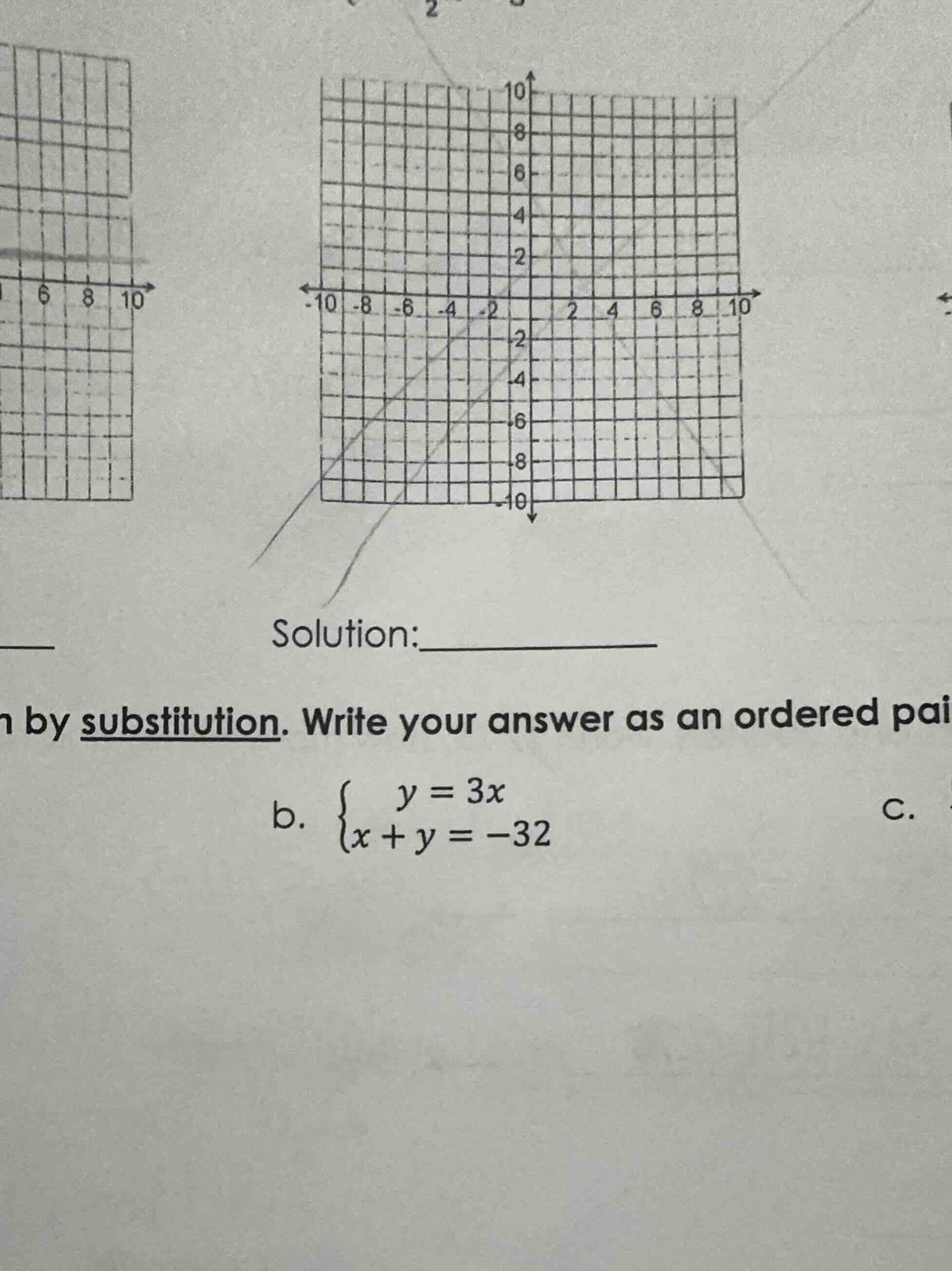 solution: by substitution. write your answer as an ordered pai b. \\(\\…