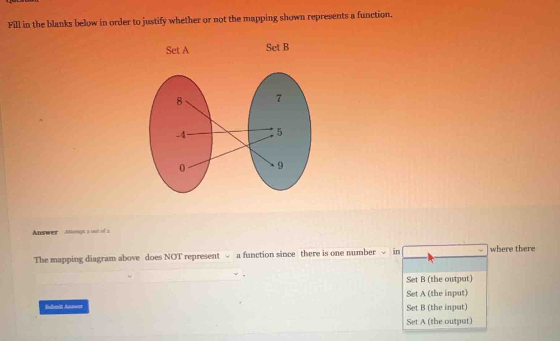 fill in the blanks below in order to justify whether or not the mapping…