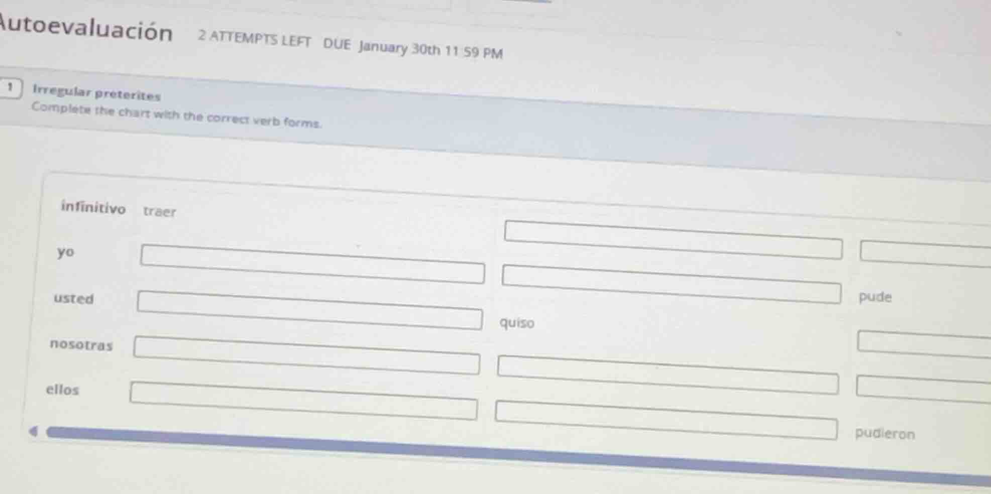 autoevaluación 2 attempts left due january 30th 11:59 pm 1 irregular pr…