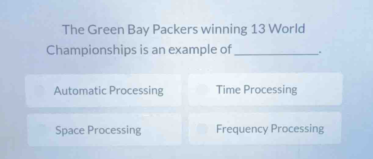 the green bay packers winning 13 world championships is an example of _…