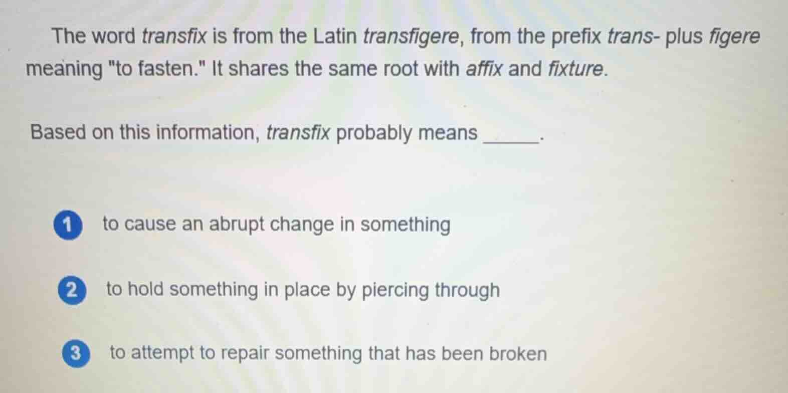 the word transfix is from the latin transfigere, from the prefix trans-…