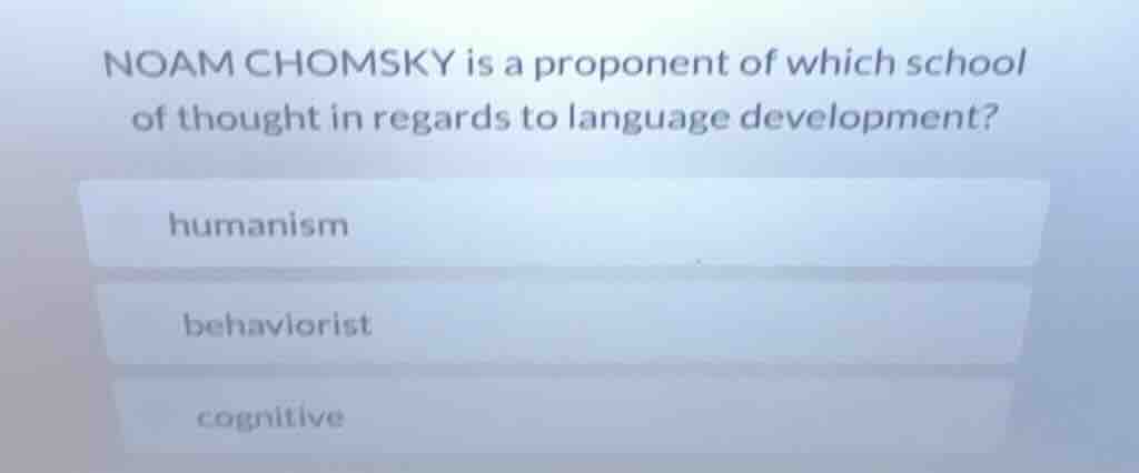 noam chomsky is a proponent of which school of thought in regards to la…