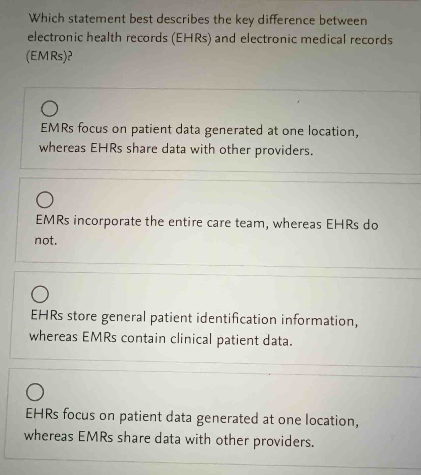 which statement best describes the key difference between electronic he…