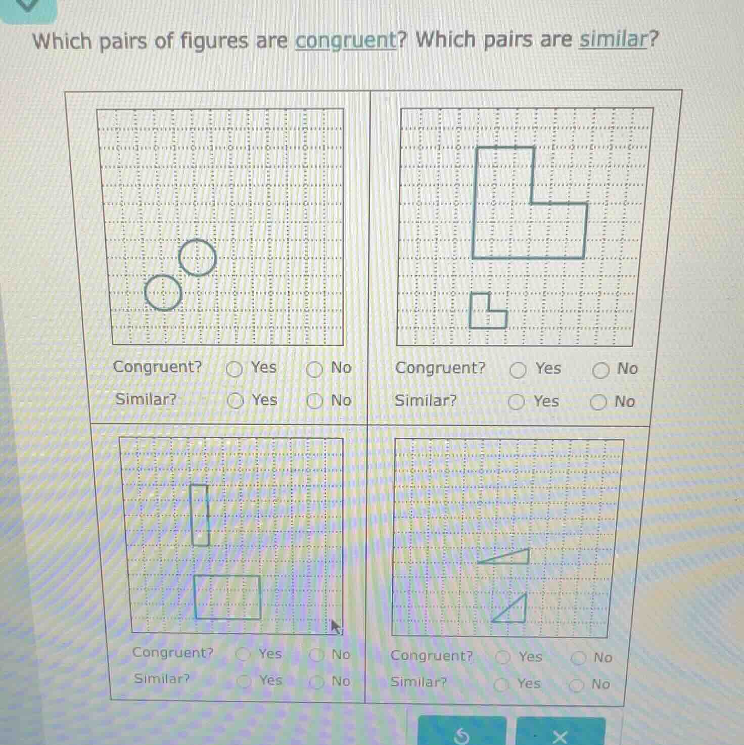 which pairs of figures are congruent? which pairs are similar? congruen…