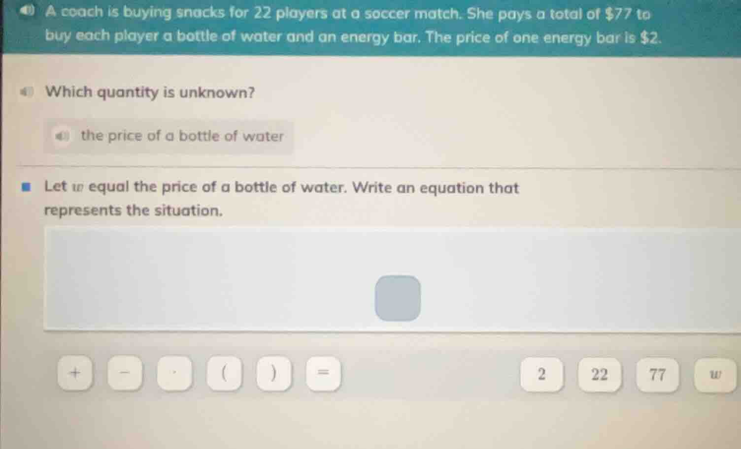 a coach is buying snacks for 22 players at a soccer match. she pays a t…