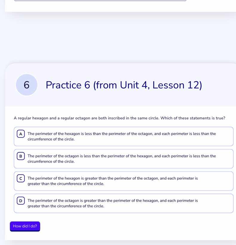 practice 6 (from unit 4, lesson 12) a regular hexagon and a regular oct…