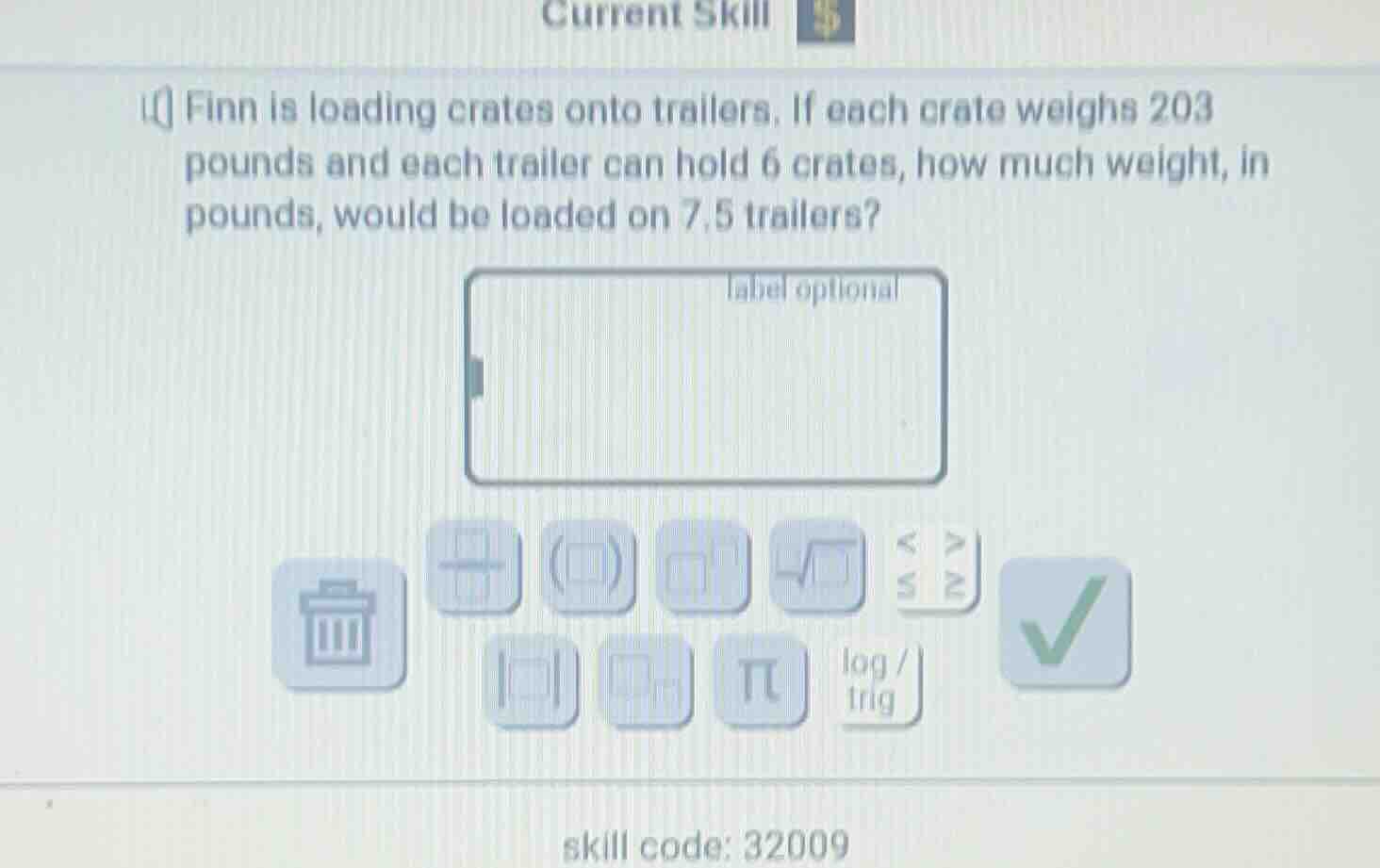 finn is loading crates onto trailers. if each crate weighs 203 pounds a…