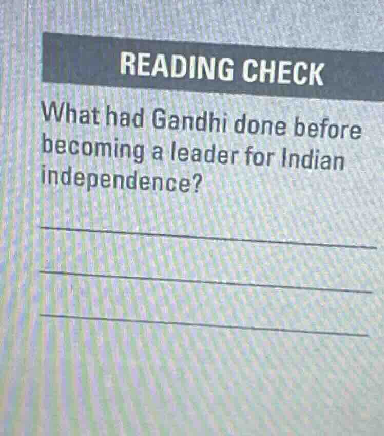 reading check what had gandhi done before becoming a leader for indian …
