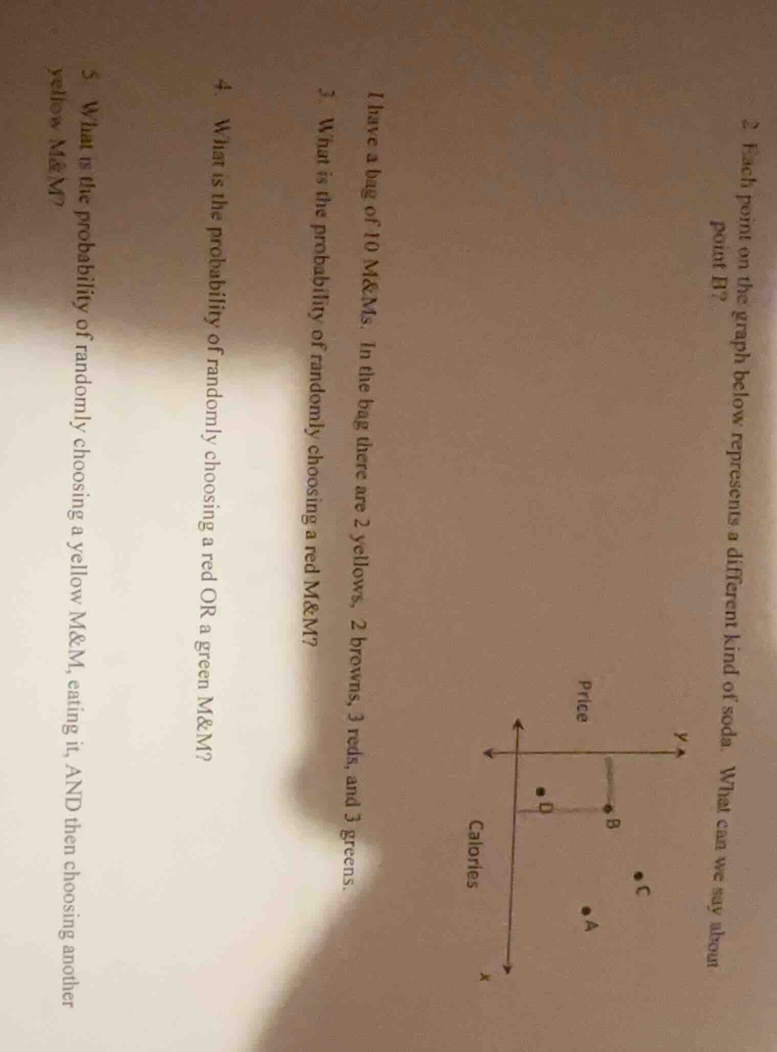 2 each point on the graph below represents a different kind of soda. wh…