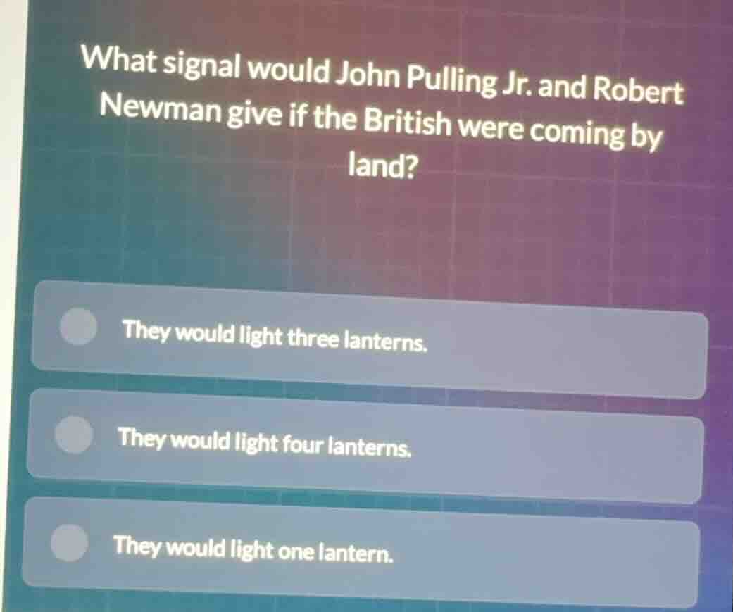 what signal would john pulling jr. and robert newman give if the britis…