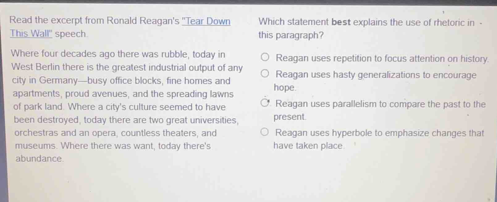 read the excerpt from ronald reagans \tear down this wall\ speech. wher…