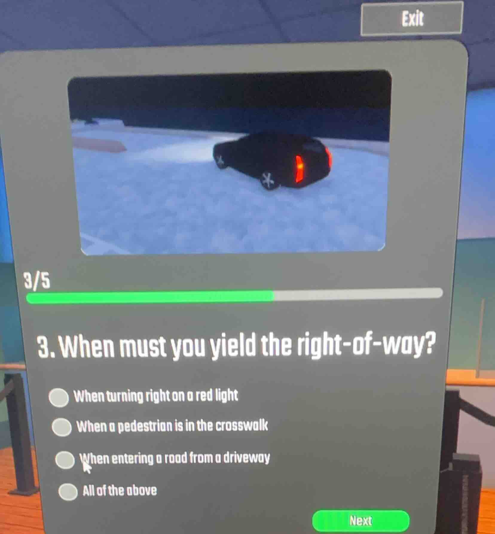 3/5 3. when must you yield the right - of - way? when turning right on …