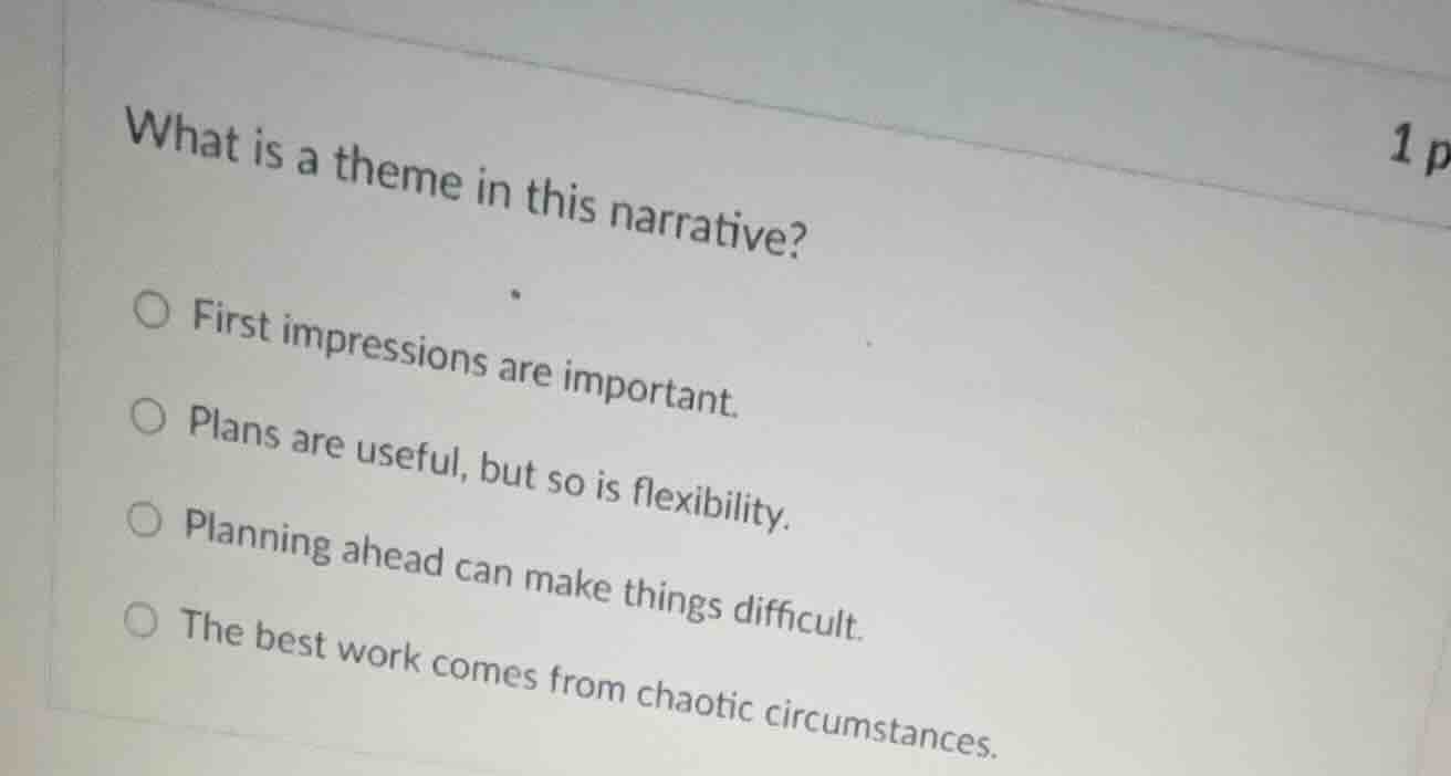 what is a theme in this narrative? ○ first impressions are important. ○…