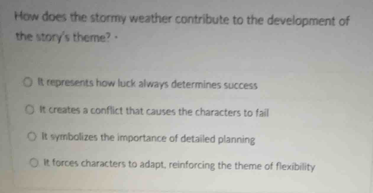 how does the stormy weather contribute to the development of the storys…