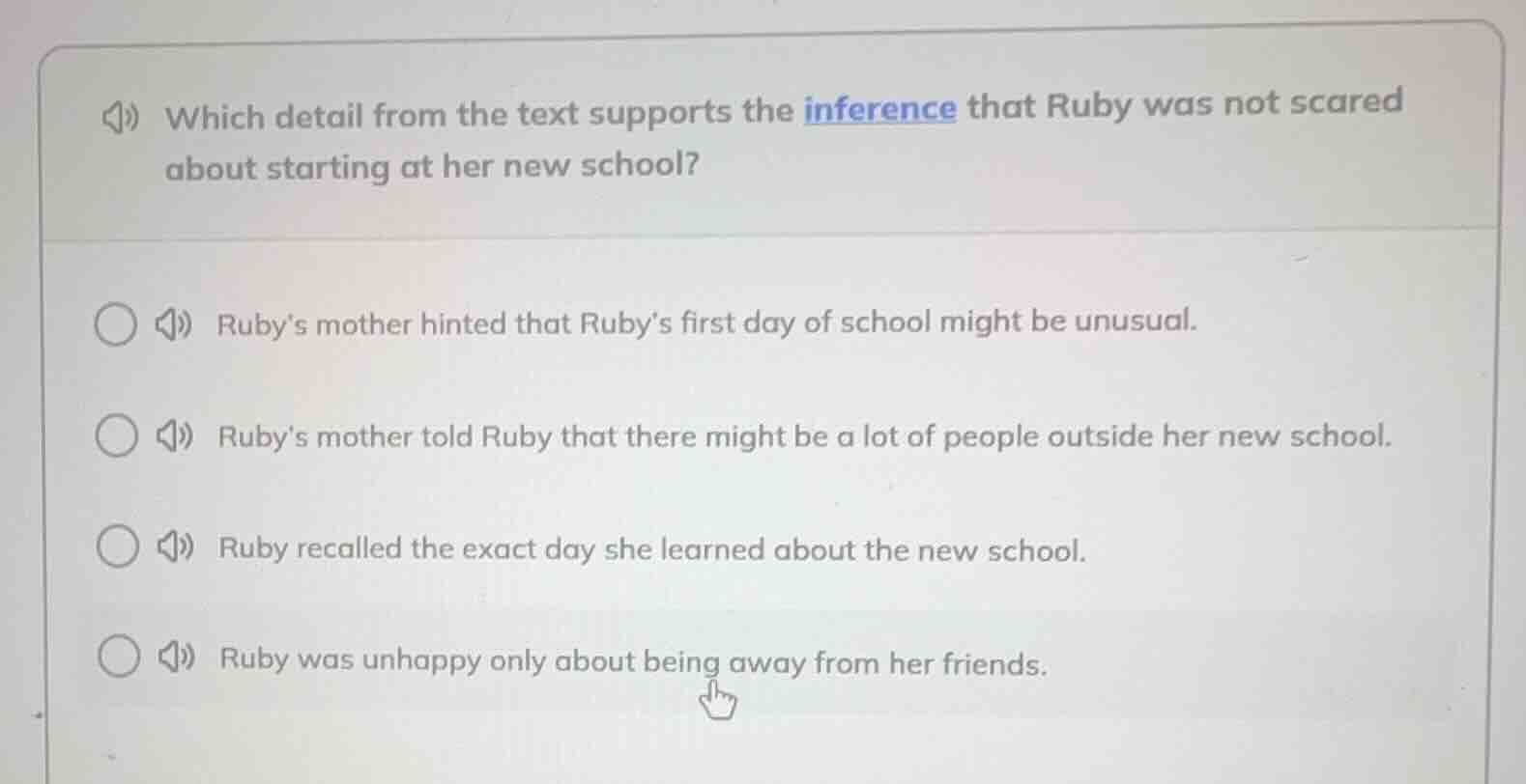 which detail from the text supports the inference that ruby was not sca…