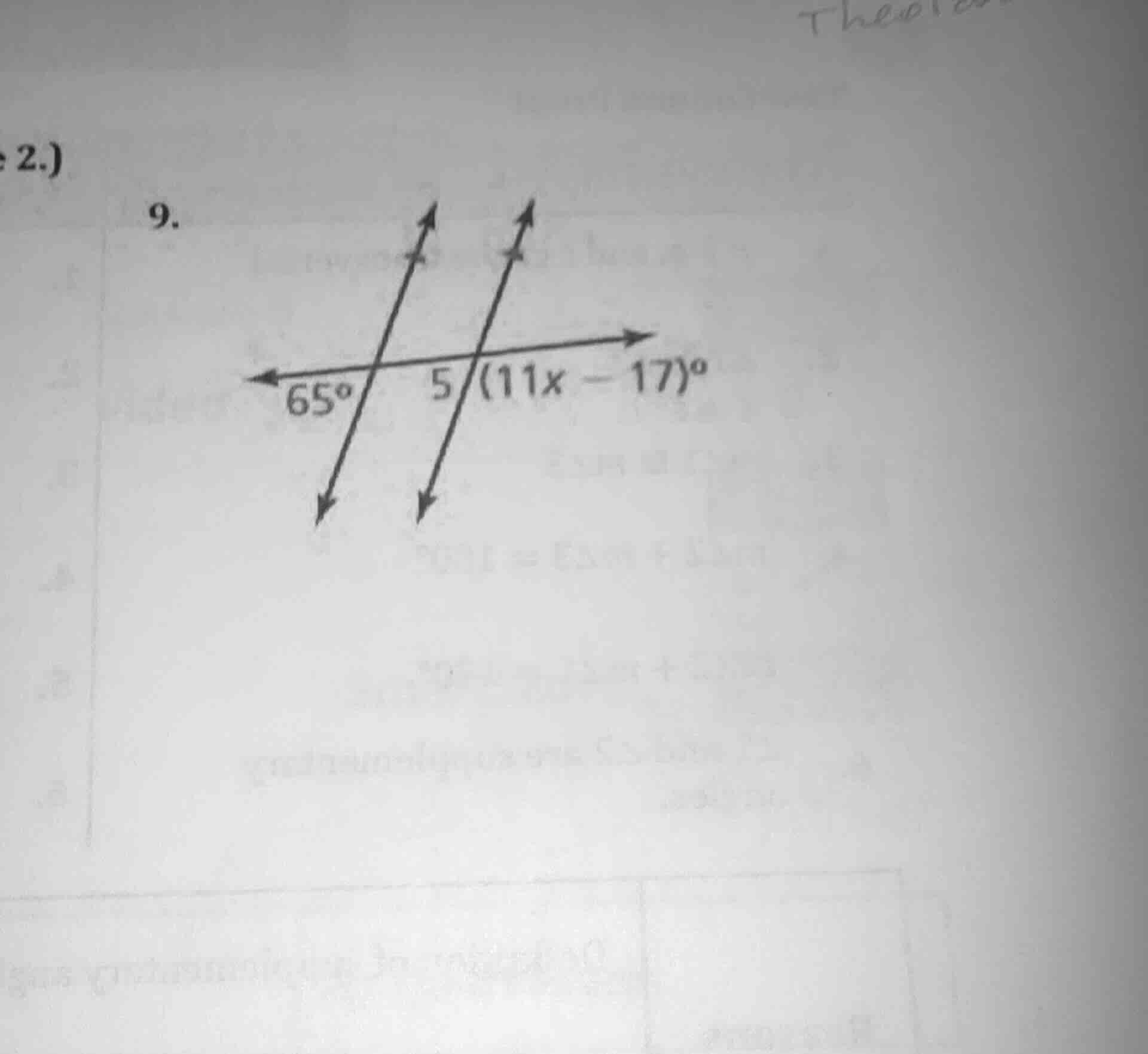 9. 65° 5 (11x - 17)°