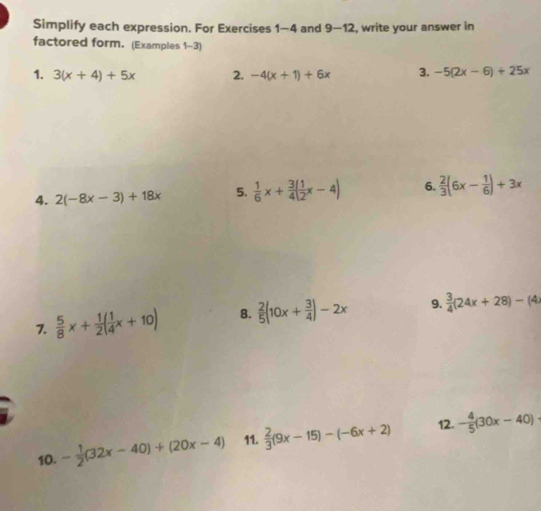 simplify each expression. for exercises 1–4 and 9–12, write your answer…