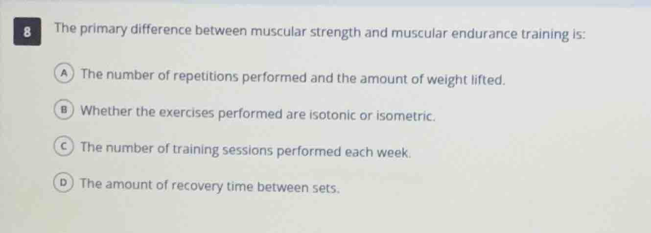 8 the primary difference between muscular strength and muscular enduran…