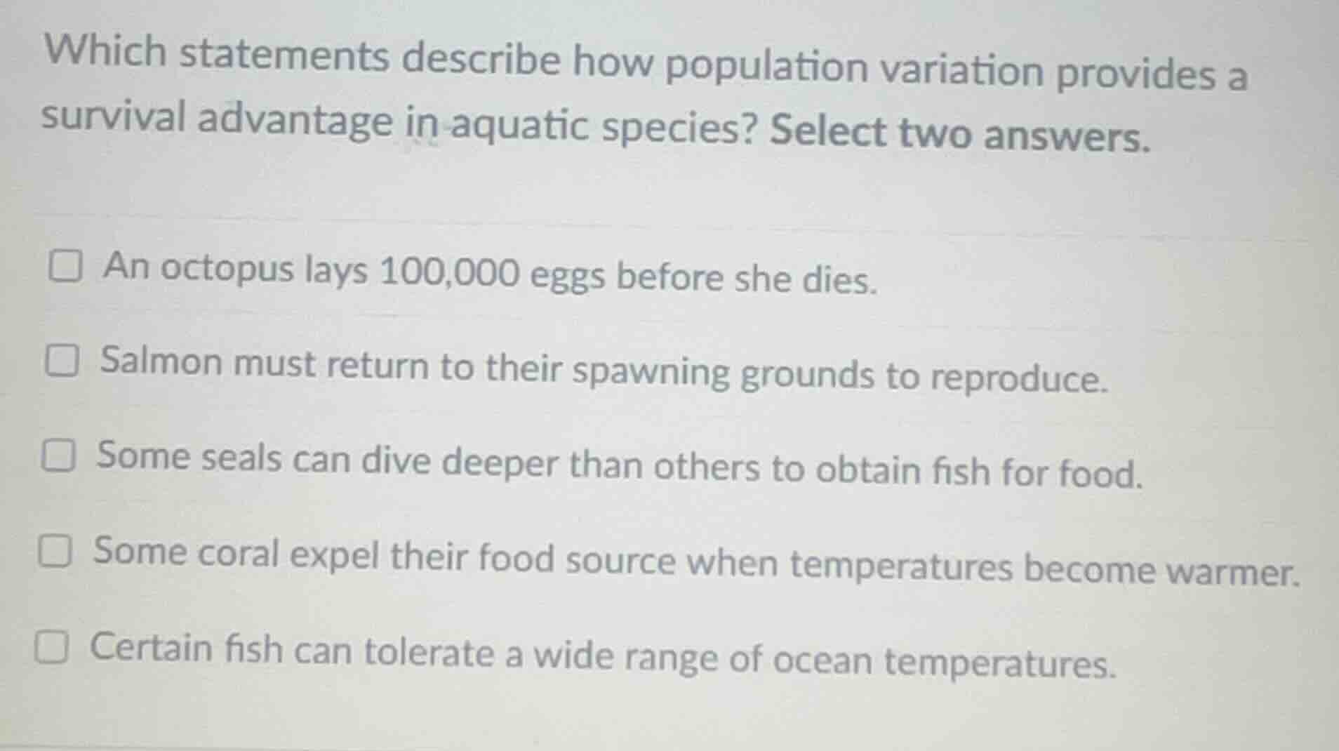 which statements describe how population variation provides a survival …
