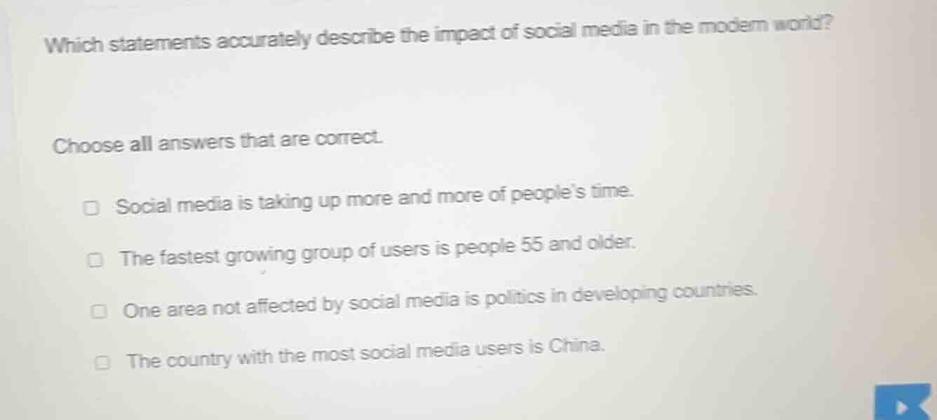 which statements accurately describe the impact of social media in the …