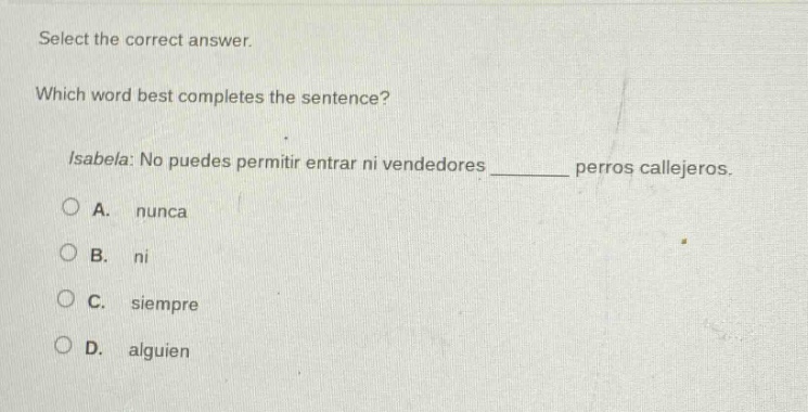 select the correct answer. which word best completes the sentence? isab…
