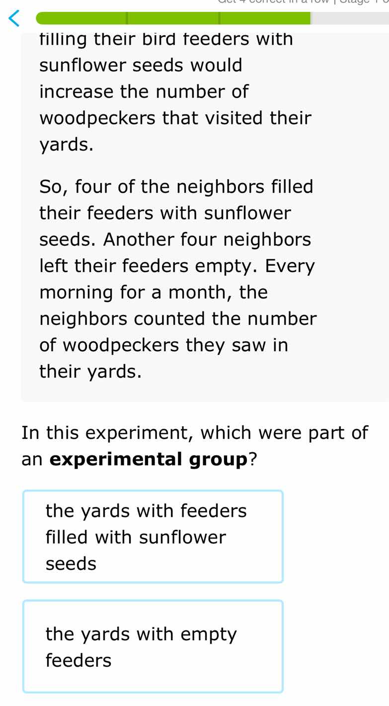 filling their bird feeders with sunflower seeds would increase the numb…