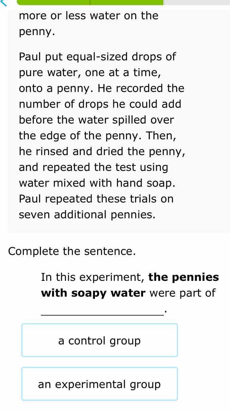 more or less water on the penny. paul put equal - sized drops of pure w…