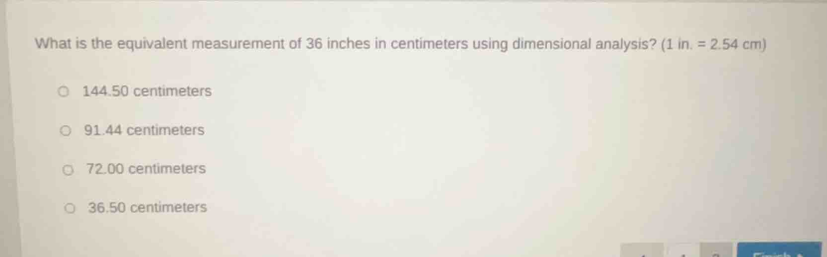 what is the equivalent measurement of 36 inches in centimeters using di…