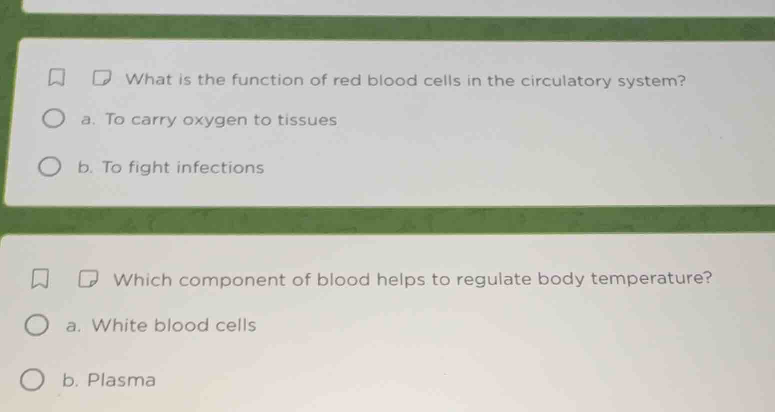 what is the function of red blood cells in the circulatory system? a. t…