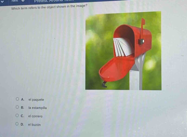 which term refers to the object shown in the image? a. el paquete b. la…