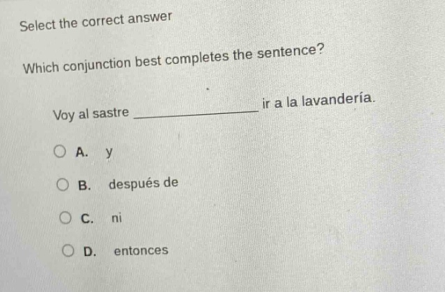 select the correct answer which conjunction best completes the sentence…