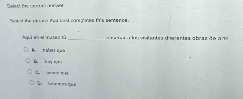 select the correct answer select the phrase that best completes this se…