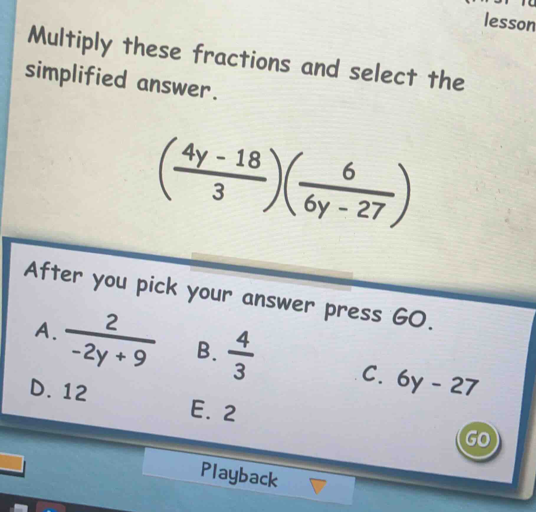 multiply these fractions and select the simplified answer.\\(\\left(\\f…