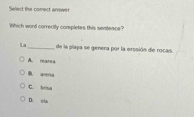select the correct answer which word correctly completes this sentence?…