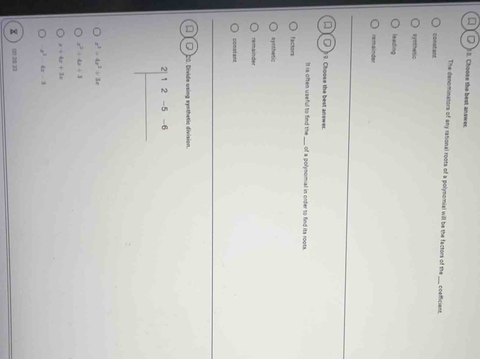 8. choose the best answer. the denominators of any rational roots of a …