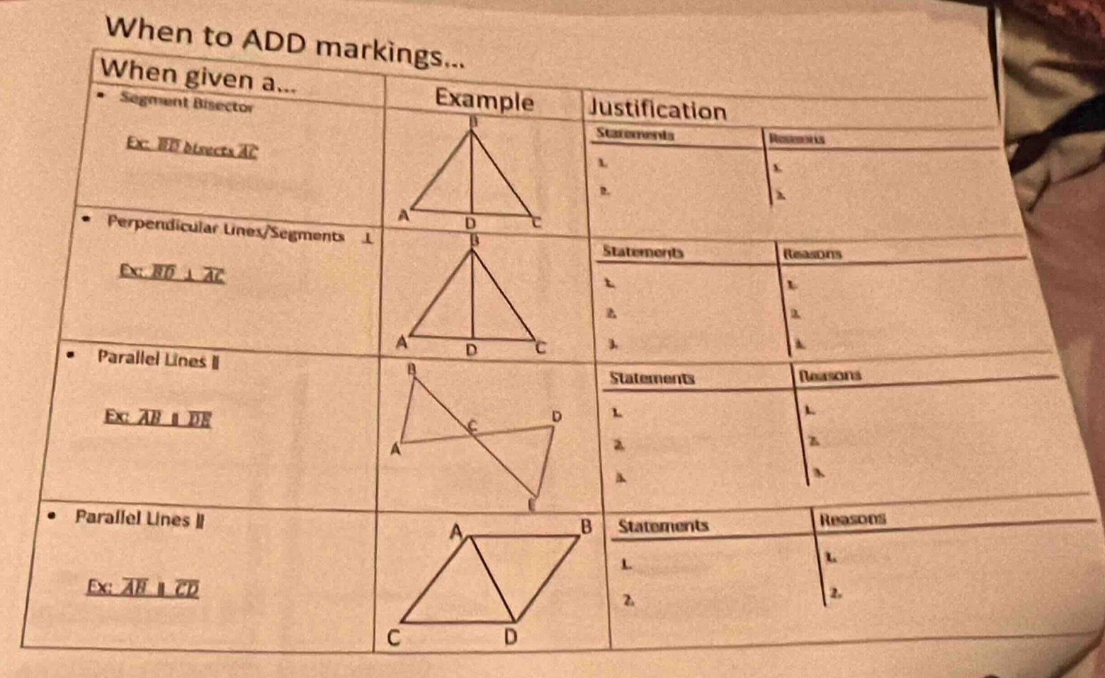 when to add markings... when given a... - segment bisector ex. \\( \\ov…