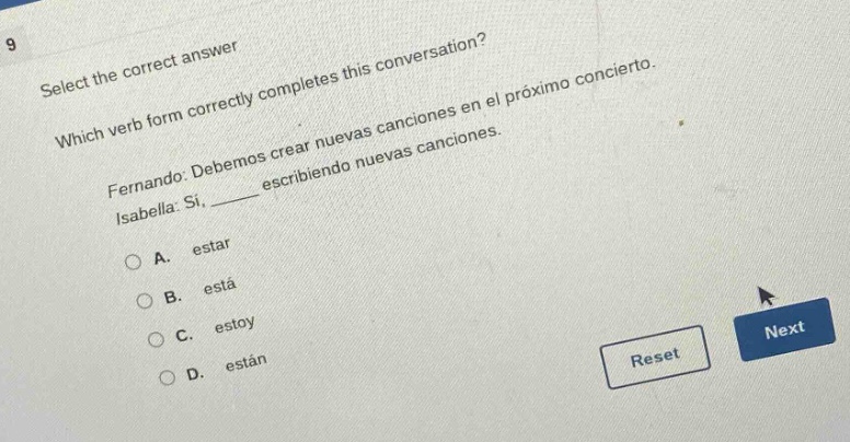 9 select the correct answer which verb form correctly completes this co…