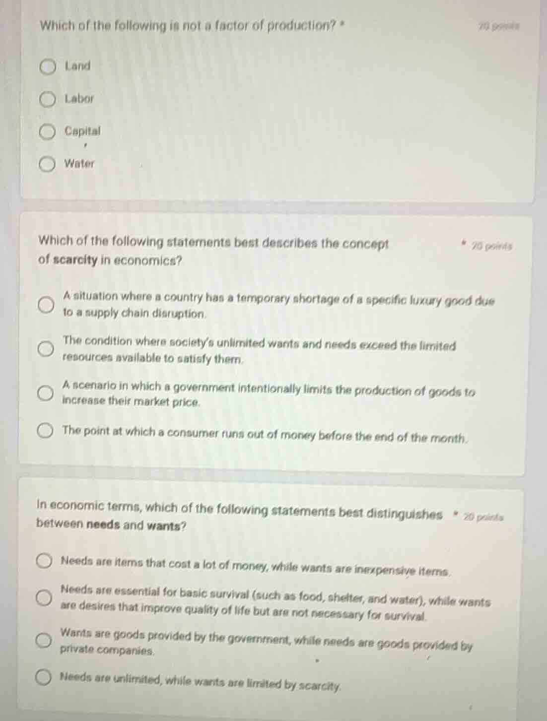 which of the following is not a factor of production? * land labor capi…