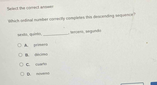 select the correct answer which ordinal number correctly completes this…