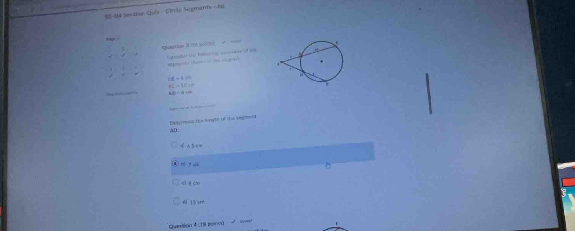 question 3 (18 points) consider the following measures of the segments …