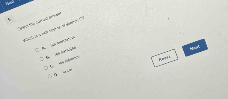 6 select the correct answer which is a rich source of vitamin c? a. las…