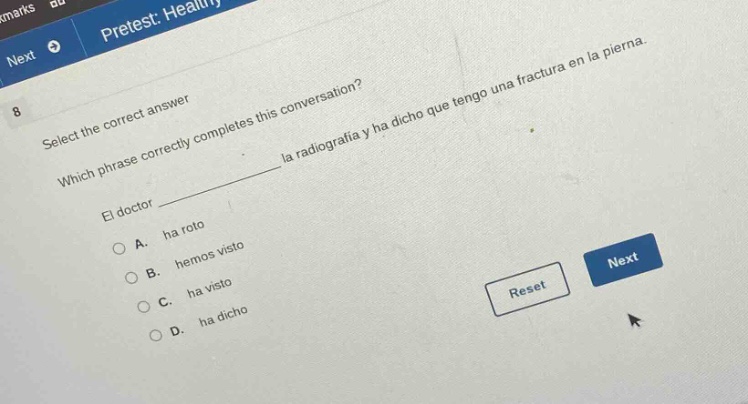 8 select the correct answer which phrase correctly completes this conve…