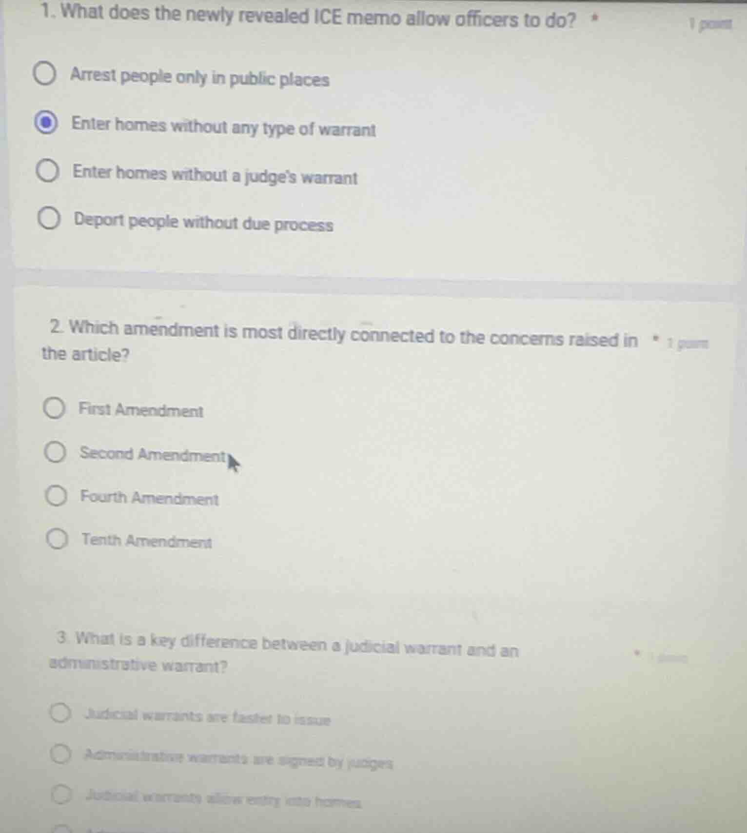 1. what does the newly revealed ice memo allow officers to do? arrest p…