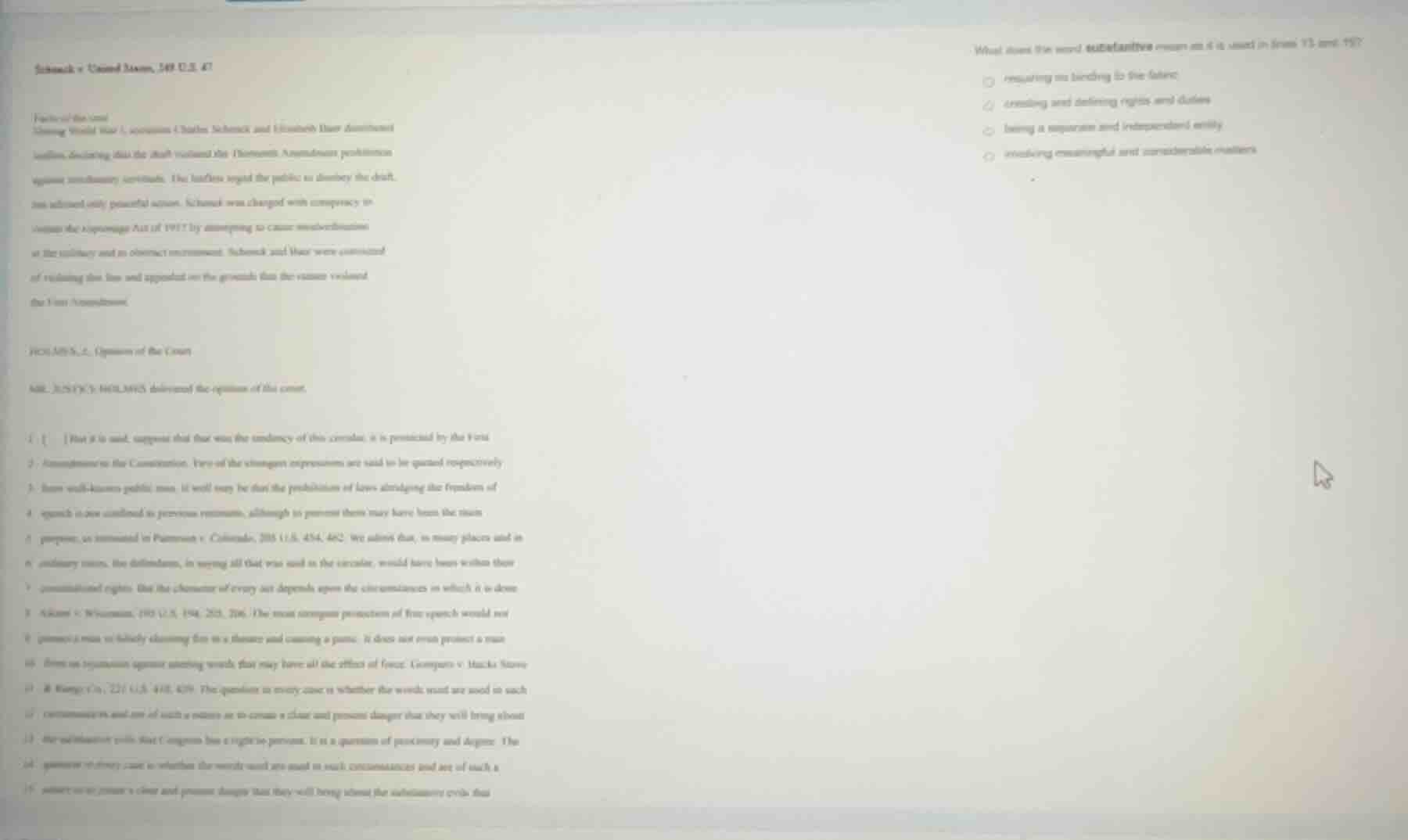 schenck v. united states, 249 u.s. 47 facts of the case during world wa…