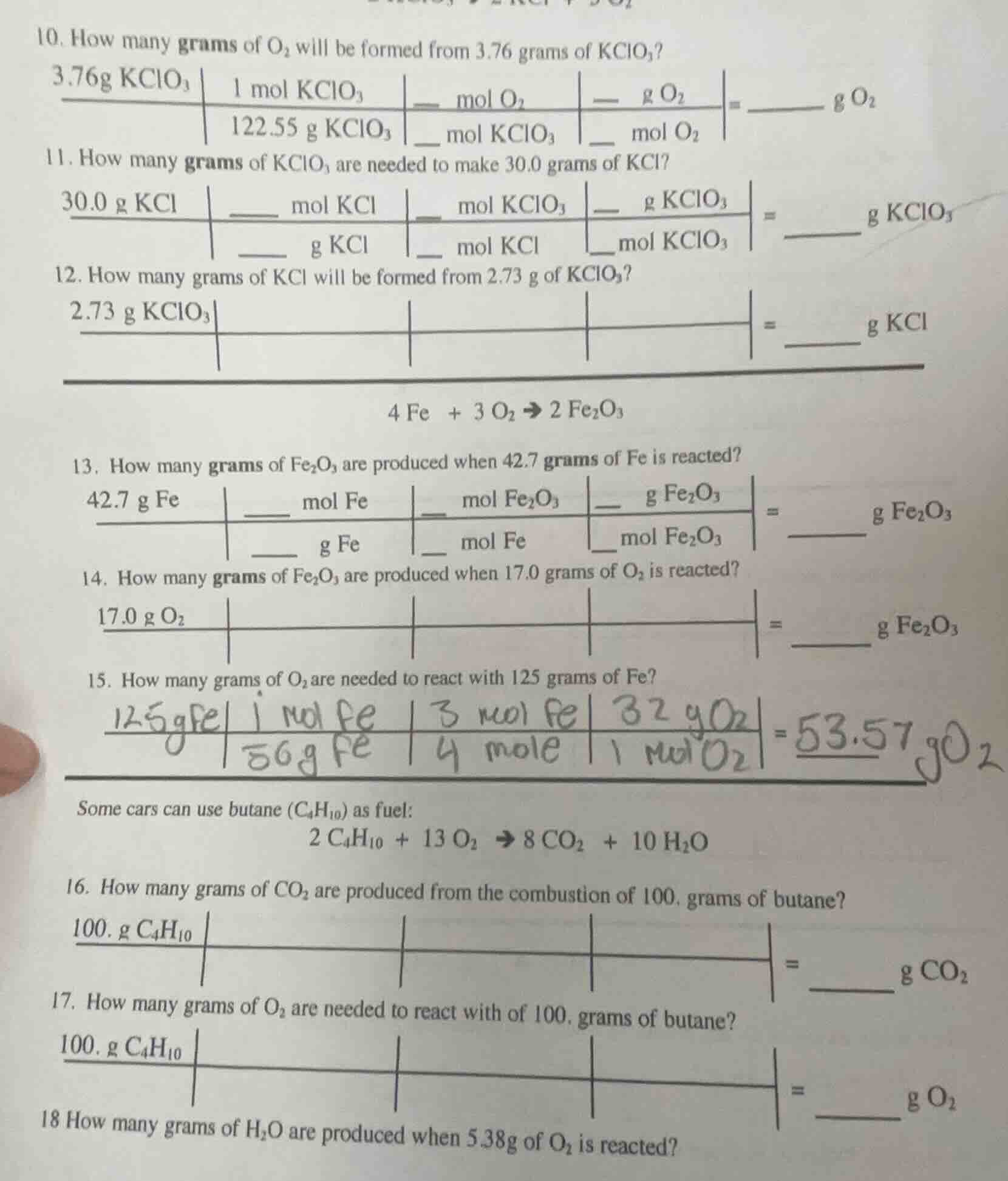 10. how many grams of o₂ will be formed from 3.76 grams of kclo₃? \\(\\…