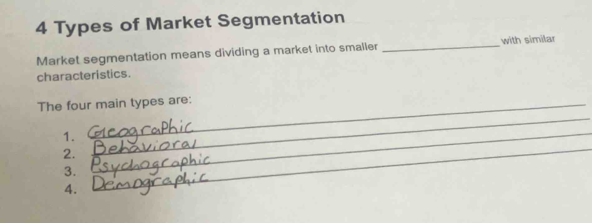 4 types of market segmentation market segmentation means dividing a mar…