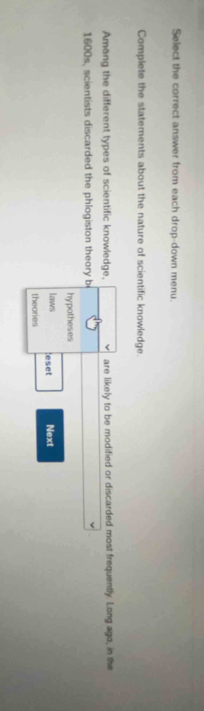 select the correct answer from each drop - down menu. complete the stat…